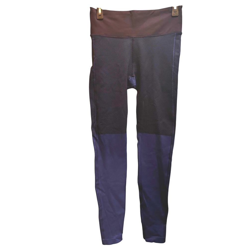 Athleta Women's Flurry Colorblock Base Layer Leggings M‎ Blue High Rise Seamless